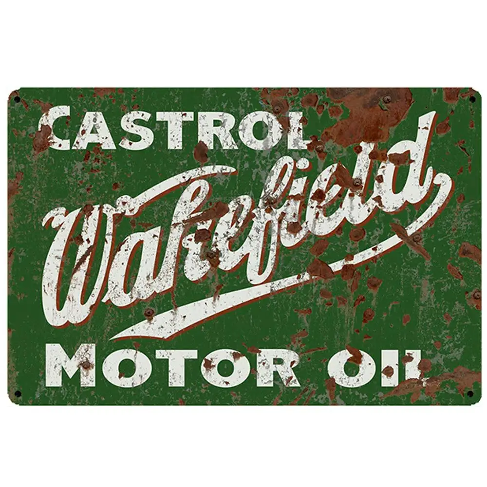 Retro Design Castrol Motor Oil Tin Metal Signs Wall Art | Thick Tinplate Print Poster Wall Decoration for Garage