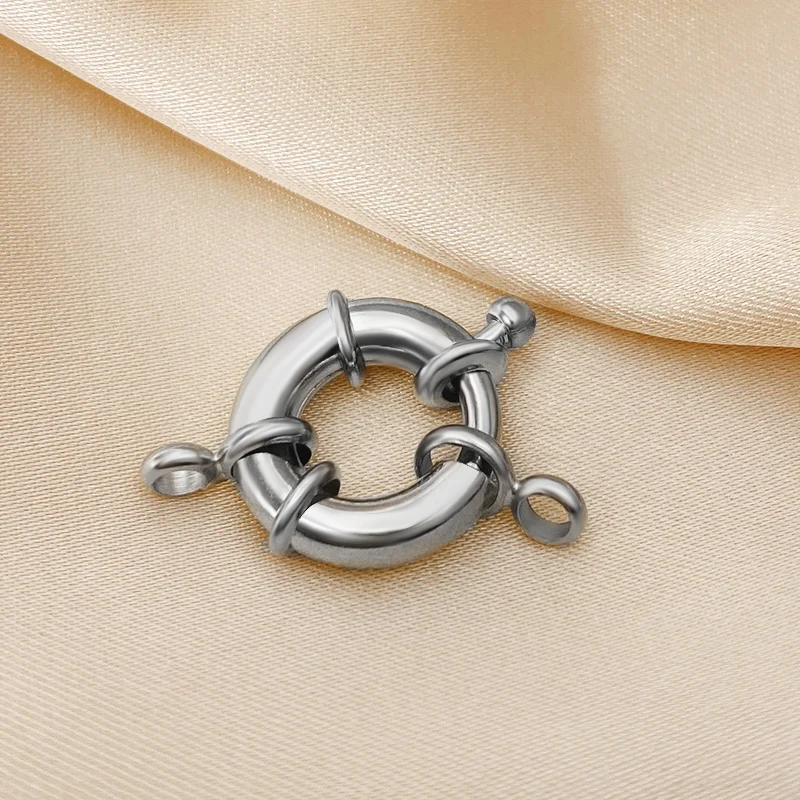 18K Real gold color Round Spring Clasps Hooks for Bracelet Clavicle Necklace Clasp Connectors DIY Jewelry Making Supplies image 6