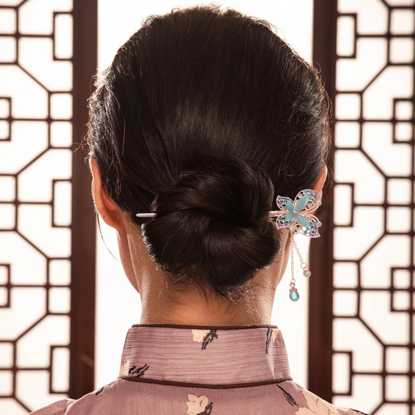 

3pcs Retro Tassel Hairpin Butterfly Alloy Pins for Long Hair Buns Styling Accessories Women Hair Chopsticks Vintage
