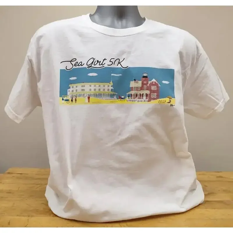 Sea Girt 5K Race T Shirt Size Large White Used Condition 314