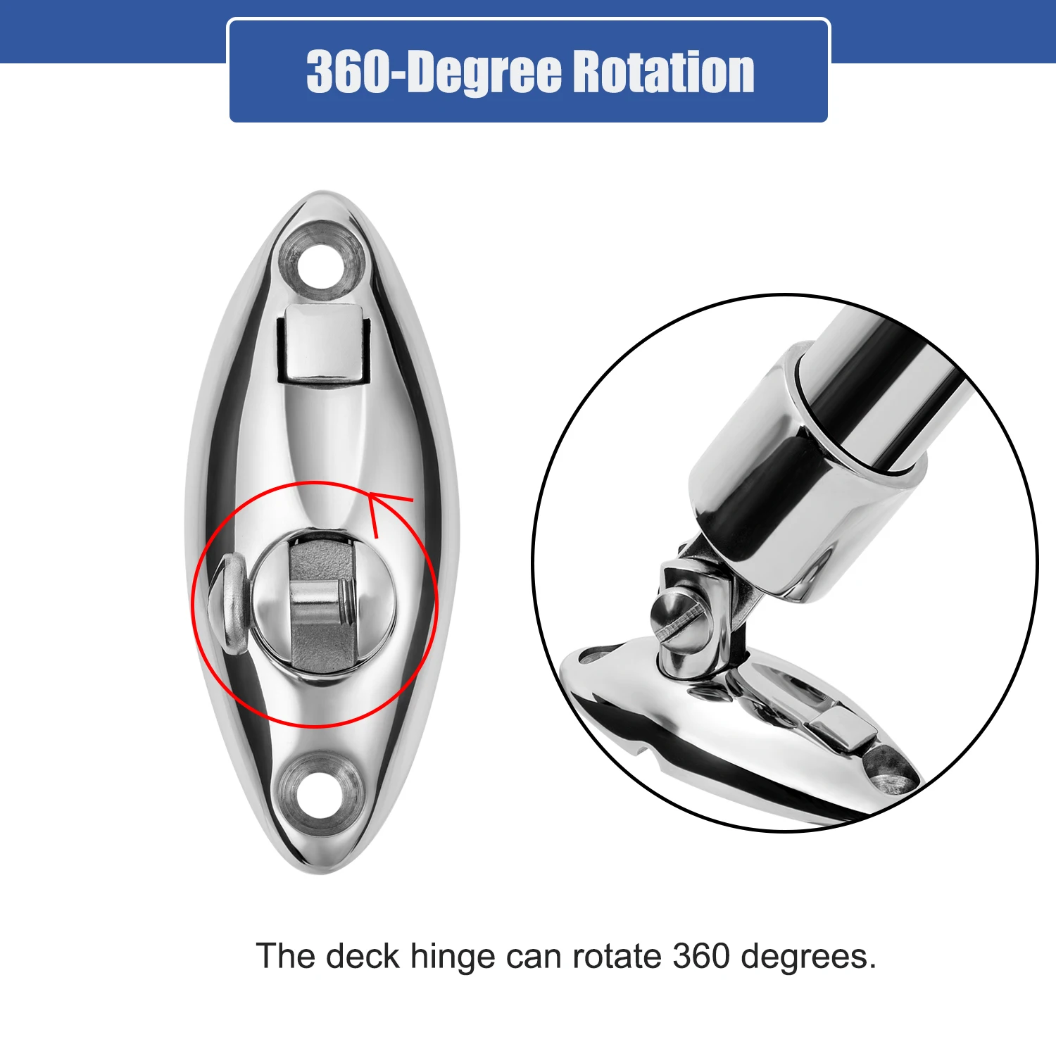 Boat Quick Release Bimini Top Swivel Deck Hinge, 360 Degree Rotation, Solid 316 Stainless Steel, Marine Bimini Top Hardware