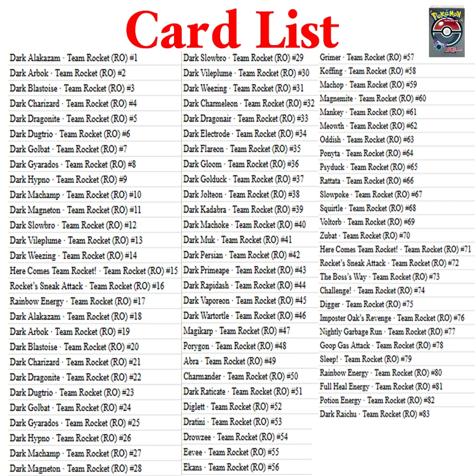 Kartu Tim Roket PKM 83 PCS Set Lengkap Mainan Hobi Koleksi Permainan Anime Kartu Foil Proxy PTCG Set Lengkap