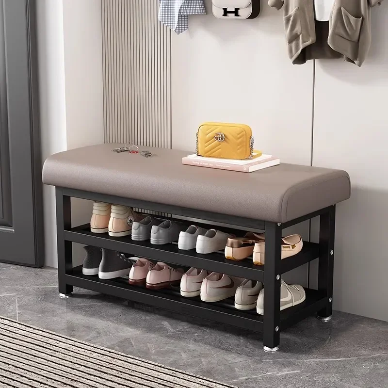 Shoe changing stool, seated shoe cabinet, home entrance door, long bench, clothing store