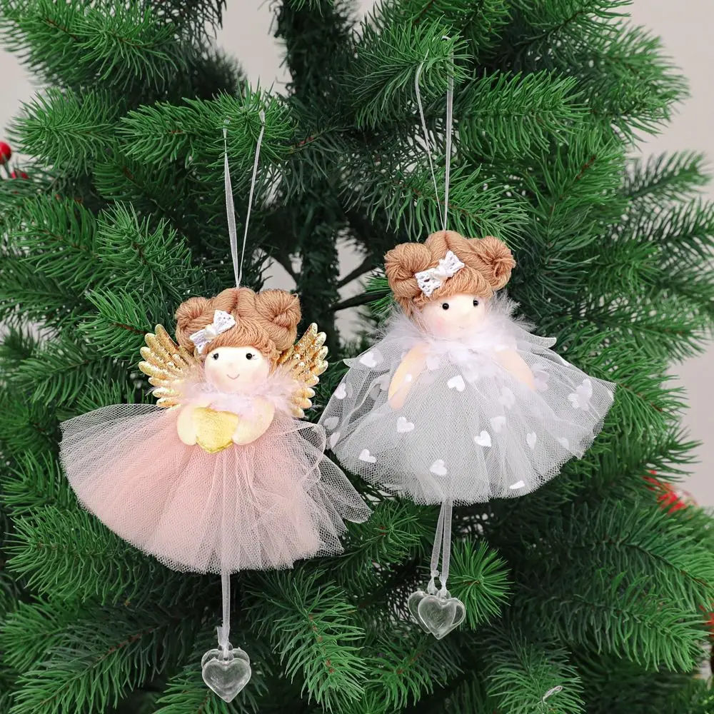 Plüsch Weihnachtsflügel Engel Anhänger Weiches süßes Kleid Engel Mädchen Anhänger Exquisite Weihnachtsbaum Hängedekoration