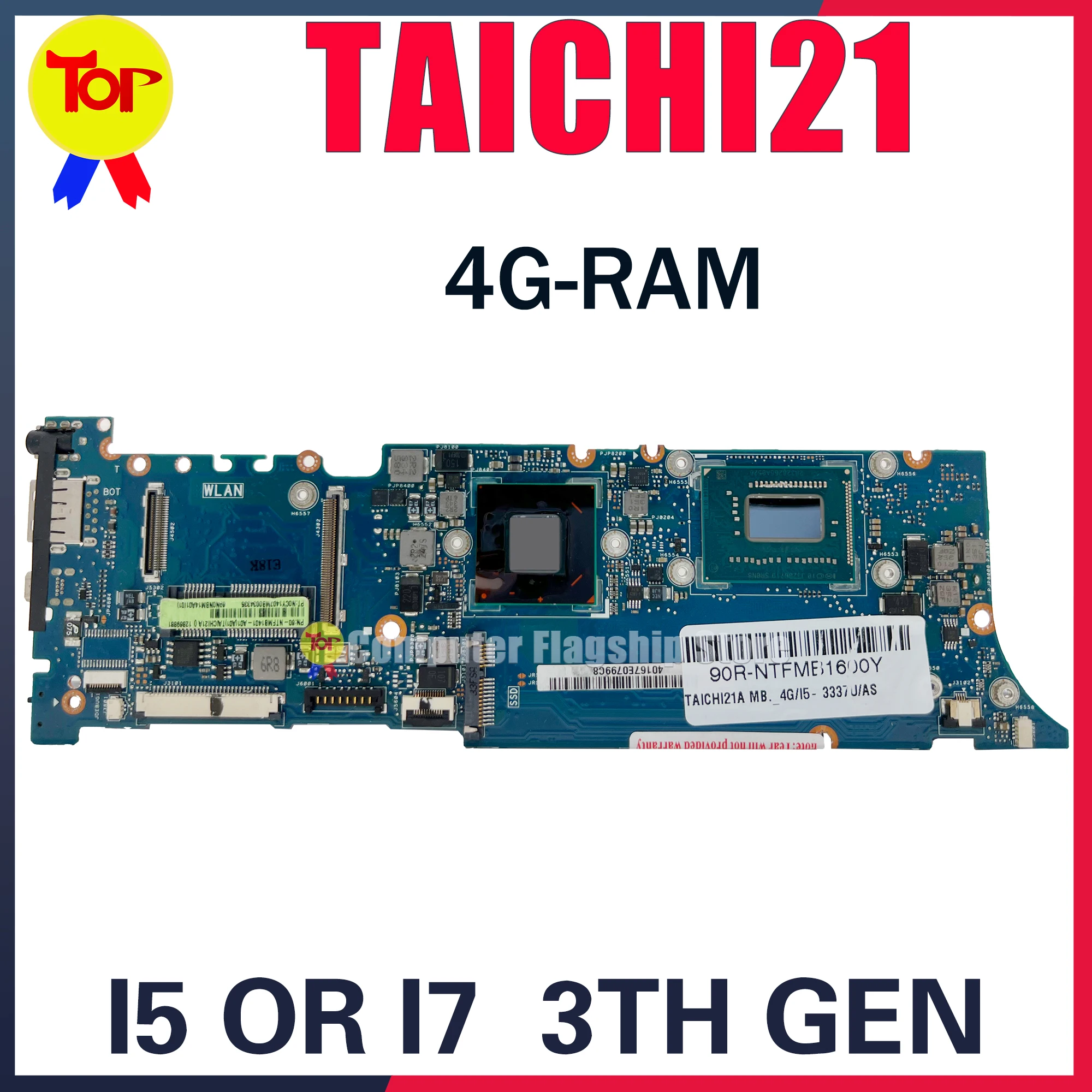 TAICHI21 Laptop Motherboard For ASUS TAICHI 21 TAICHI21A I5-3TH GEN I7-3TH GEN 4G-RAM Mainboard TEST !Note A Or B