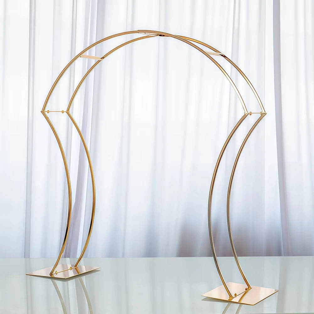 5/10 Stück Goldene Metall-Blumenständer, Elegantes Tisch-Centerpiece für Hochzeitsfeier im Freien – Detail 5