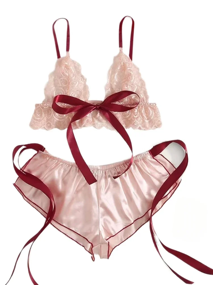 여성용 파자마 대형 사이즈 홈웨어 레이스 브라 세트 성인용품 코스튬 섹시 나이트가운 여성복 상의