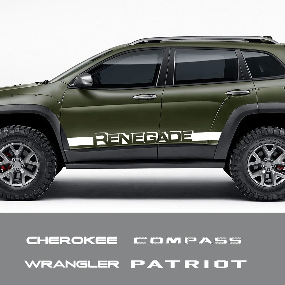 Car Door Side Skirt Stickers For Jeep Renegade Cherokee Wrangler Patriot Compass Vinyl Style Decor Decal Auto Tuning Accessories