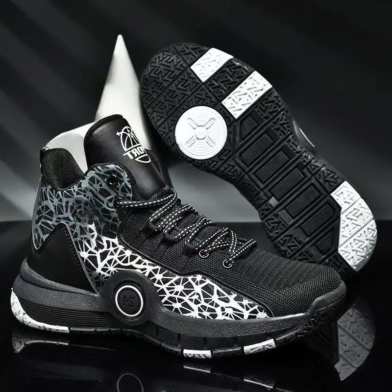 Men's Large Basketball Shoes High Top Fashion Student Sports Outdoor Shoes Comfortable Breathable Air Mesh Low Cut Trainers
