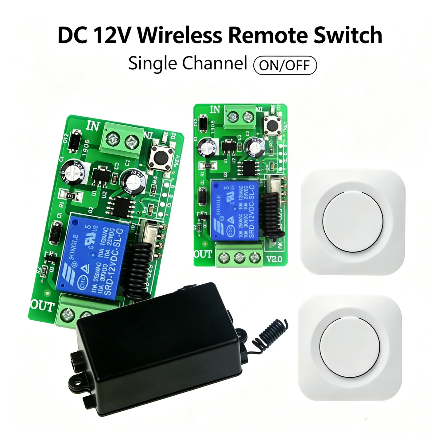 DC12V 1CH Intelligent RF Remote Control Switch Repeater  Electromagnetic Locks LED Lights Alarm Devices Wireless Home Security