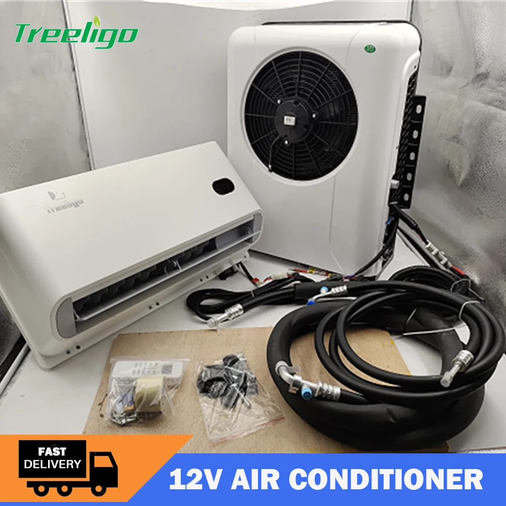 Treeligo Car Electric Parking Air Conditioner 10500BTU 12V 24V Refrigeration Truck RV Caravan Camper Van Split Air Conditioning