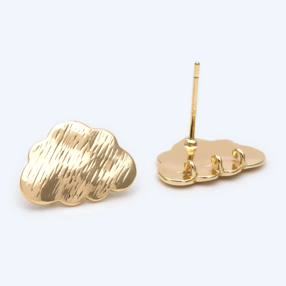 

6pcs Brushed Gold Cloud Earrings, Stud Earring with loops, Gold plated Copper Ear Posts For DIY Earring Pendant Accessories