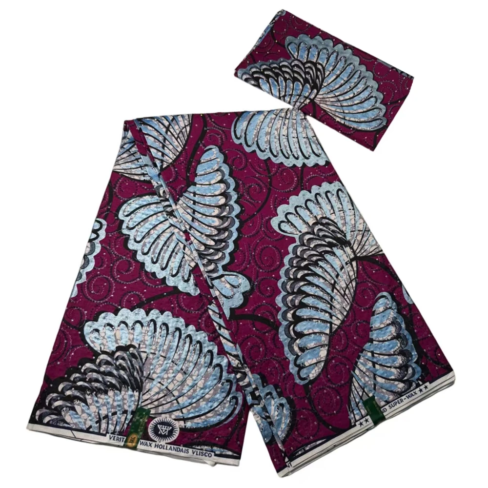 

Африканский воск | Воск для ткани с камнями | Ткань из воскового блока для женских платьев, 6 ярдов восковой ткани