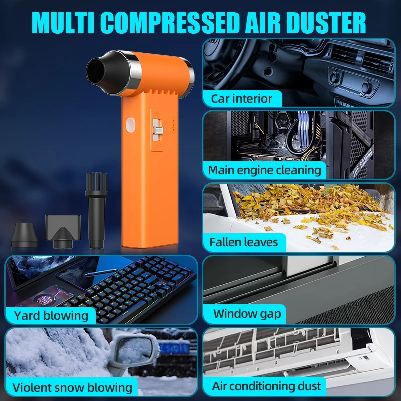 350000RPM Jet Dry Blower 3-Gear Adjustable Compressed Air Duster Portable Mini Jet Blower For Computer Keyboard Outdoor Car Home