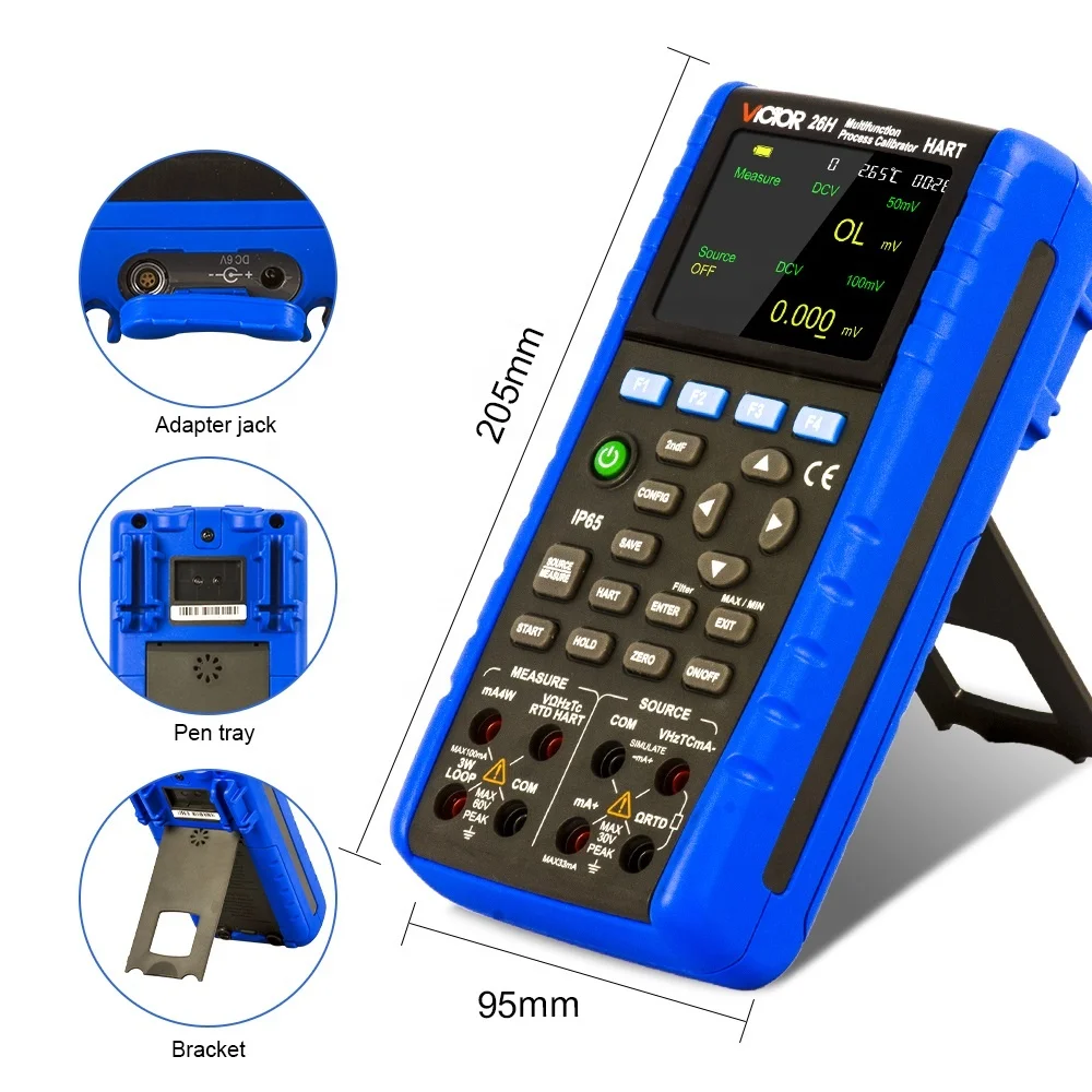 26 Multifunction Process Calibrator Signal Generator Accuracy Of 0.01% 5 Digits Display 24V Loop Circuit IP 65 calibrator