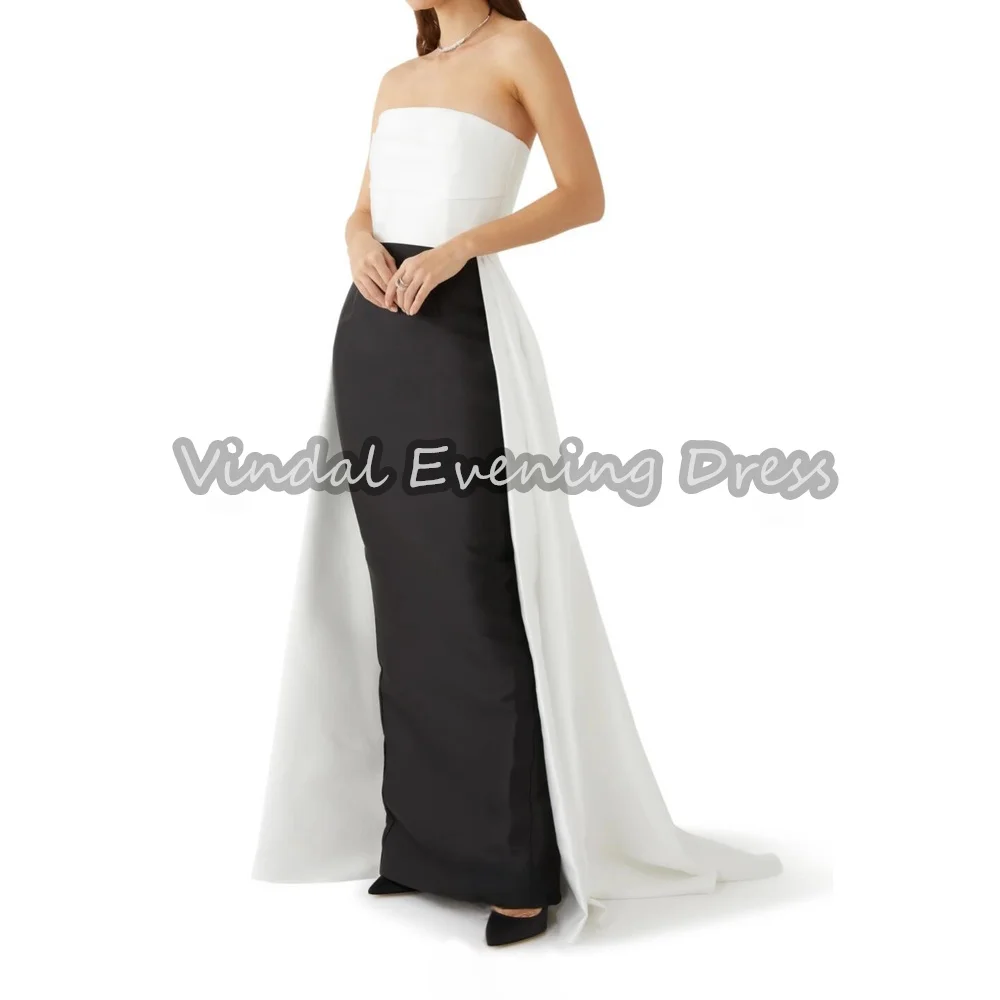 Vindal satijnen rechte strapless plooien eenvoudige cocktailjurk voor dames 2025, met mouwloze vloerlengte elegante avondjurk
