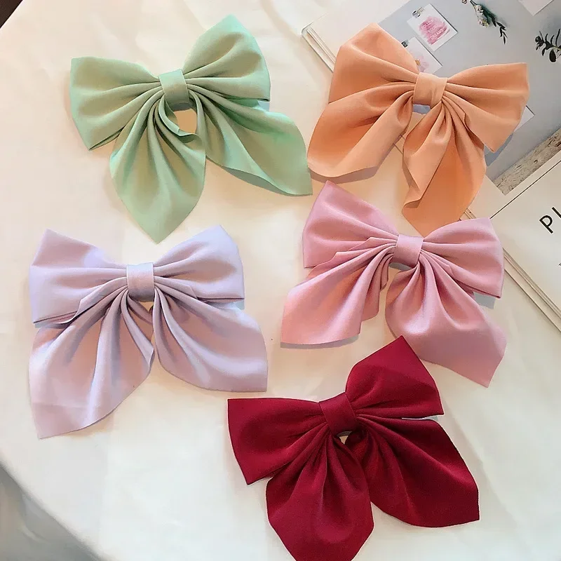 

Japanese Style Small Fresh Solid Color Bow Girl Duckbill Clip Fashionable Half Tie Hair Clip Back Spoon Women's Hair Clip