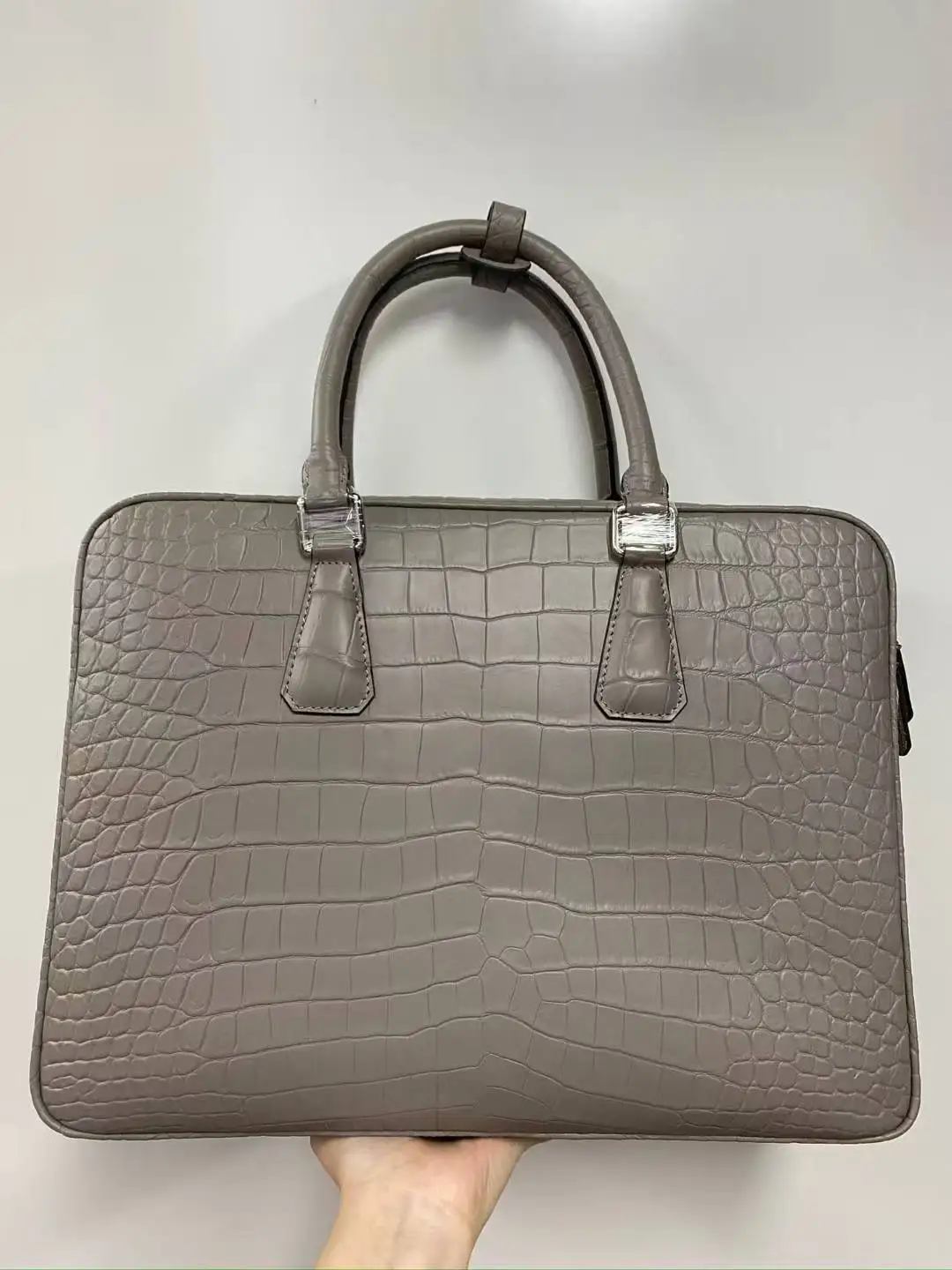 Luxury Men's Business Bag 2025 Latest Design Genuine Crocodile Leather Belly Skin Laptop Briefcase light/dark blue brown grey