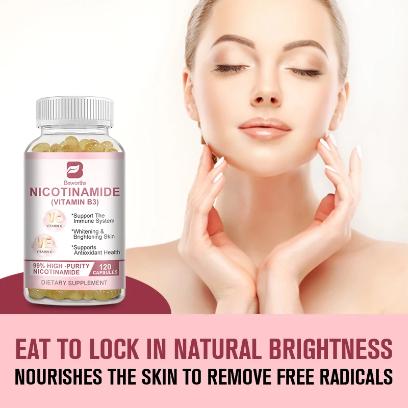 Beworths Nicotinamide Capsule Helps Skin Metabolism Cell Regeneration skin whitening Brighten Antioxidant, Fade Spots