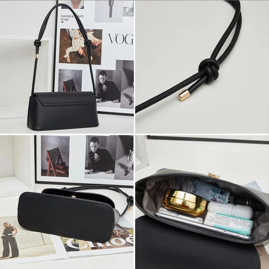 Damenmode Einfache Französische Einschultrige Umhängetasche Einfarbige Modische Unterarm-PU-Leder Kleine Quadratische Tasche – Detail 9