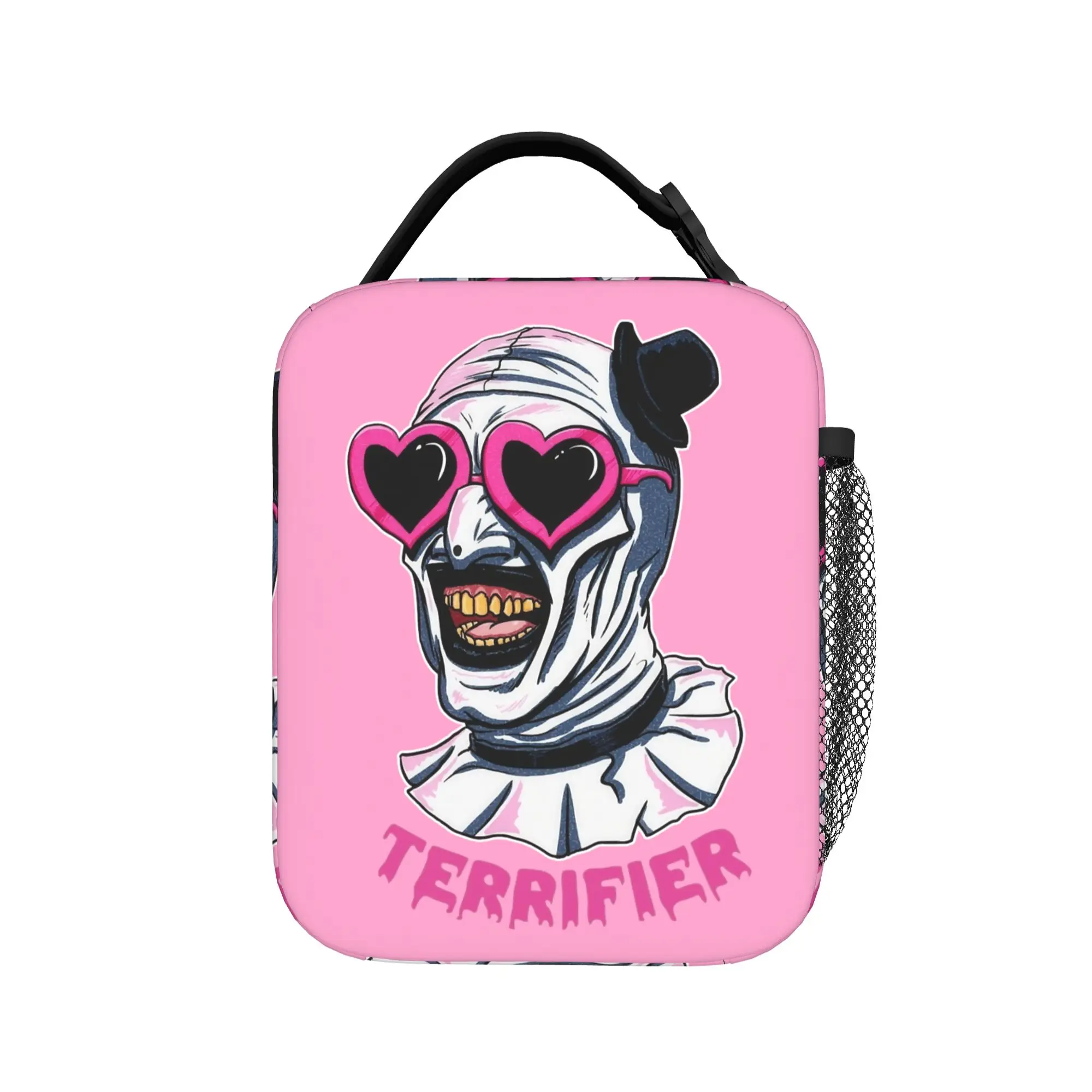 Terrifier Art The Clown Heart Glasses Thermal Insulated Lunch Bags for Travel Food Container Bags Cooler Thermal Lunch Box