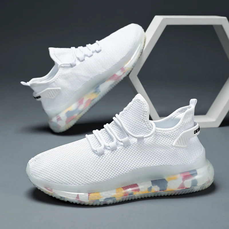 

Повседневная спортивная обувь, новые нескользящие дышащие туфли на плоской подошве, мужские кроссовки с сетчатой поверхностью Love Walking Training