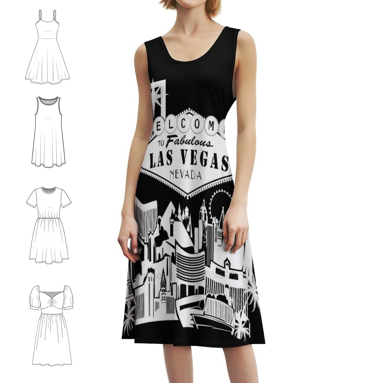 

Welcome To Fabulous Las Vegas Nevada Bohemian Sleeveless Dress Multi-Print Beach Vacation Party Dress Welcome To Fabulous Las