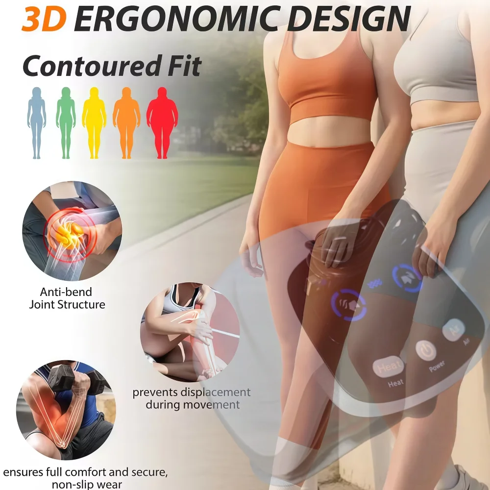 

Массажер для колена, вибрационный перезаряжаемый беспроводной массажер для колена со светодиодным экраном и подогревом для отеков жестких суставов