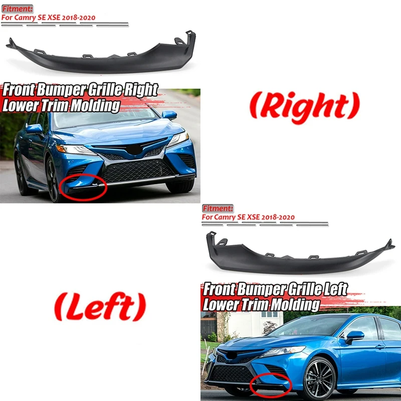 NEW-2X Car Front Bumper Side Lip Lower Protector Cover Trim Splitter Spoiler For Toyota Camry 2018 2019 2020 SE/XSE