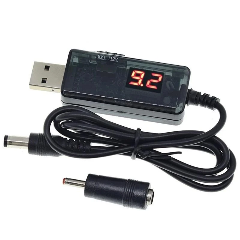 USB Power Supply Cord 5V To 9V/12V Conversion USB to DC5.5x2.1mm 3.5x1.35mm For Routers And Gadgets, 31.5Inches Cable