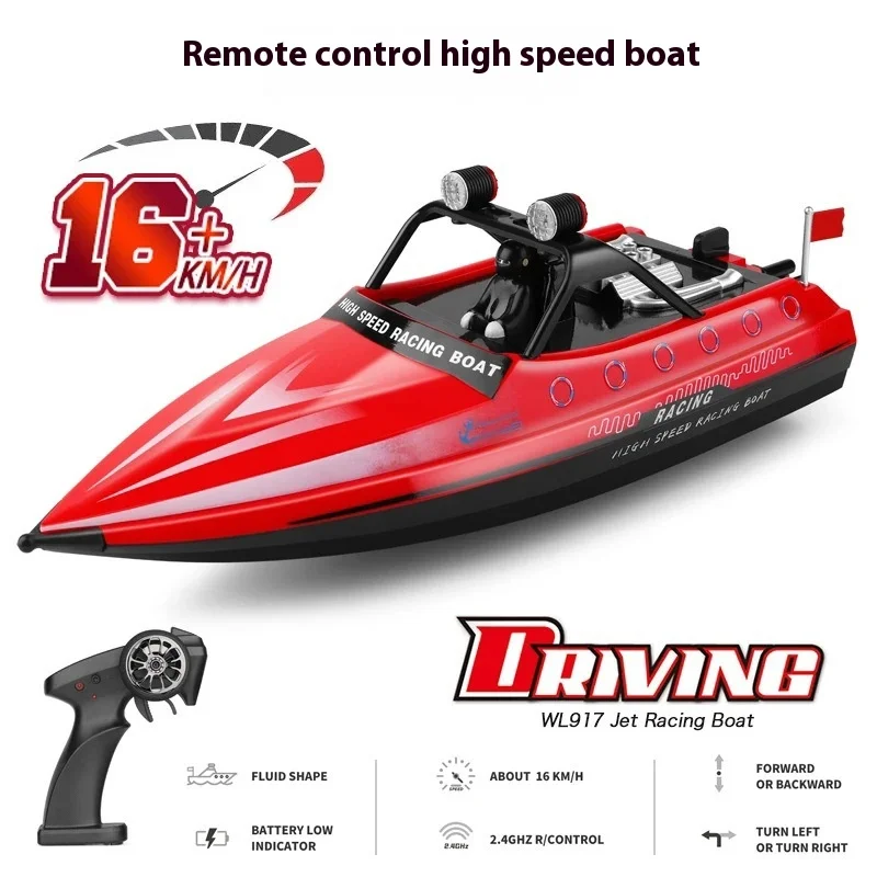 Wl917 2,4g Control remoto a escala completa sellado diseño impermeable aceleración Turbo cortadora de alta velocidad modelo de barco de juguete para niños