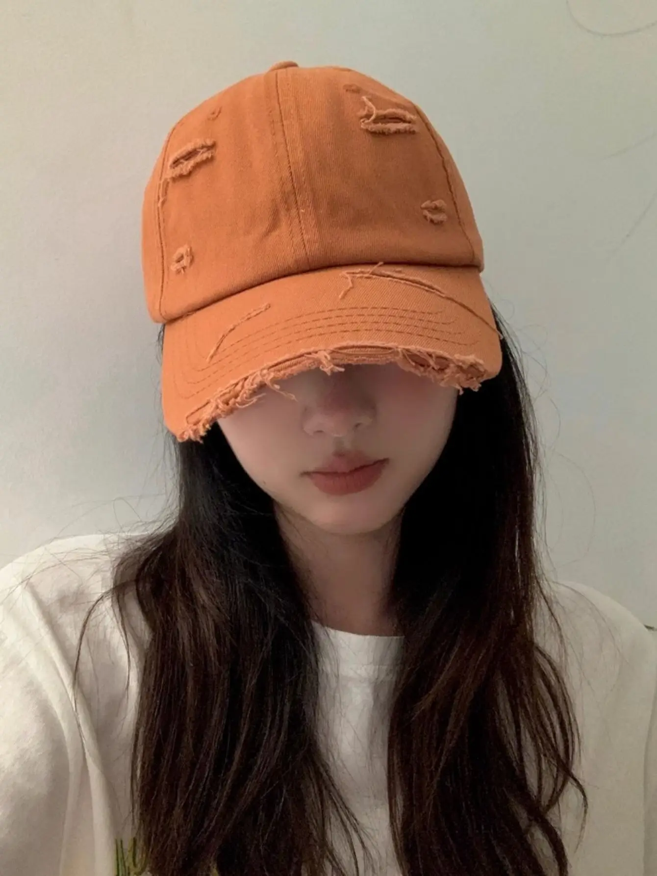 Baseball Cap WOMEN\'S New Spring and Summer Hip-hop Versatile Soft Top Curved Eaves Retro Personality Distressed Duck Tongue Cap