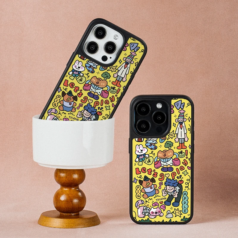 

Cartoon Ink Magnetic Cover for iPhone, Shockproof Charging Case on iPhone 16, 14, 13 Pro Max, 15 Pro Case
