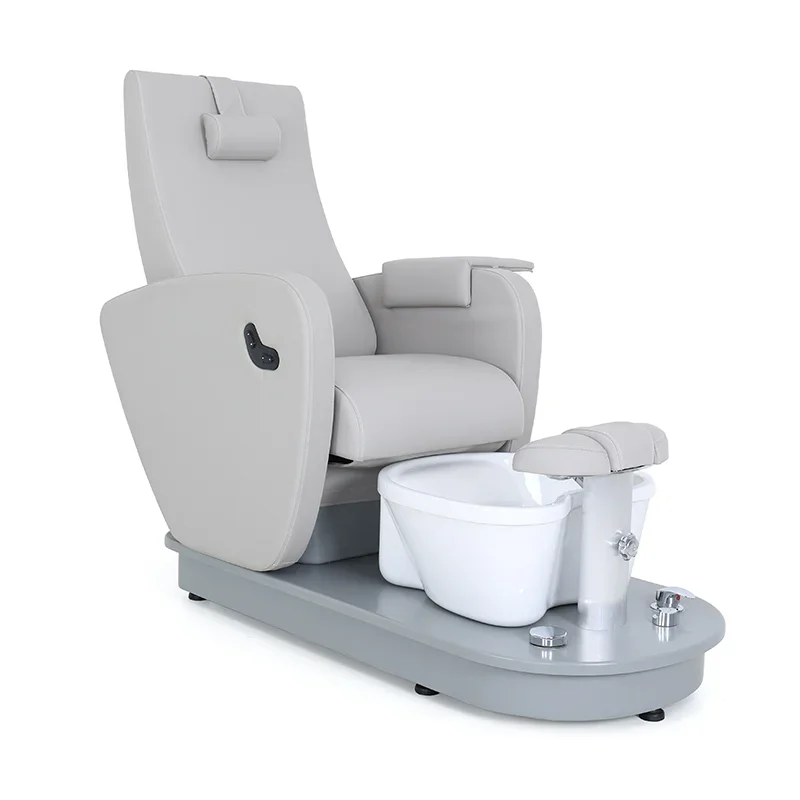 Luxury Pedicure Chairs For Nail Salon Foot Spa Bath Massage Funiture Reclining Manicure Chair With Acrylic Basin Magnetic Pump