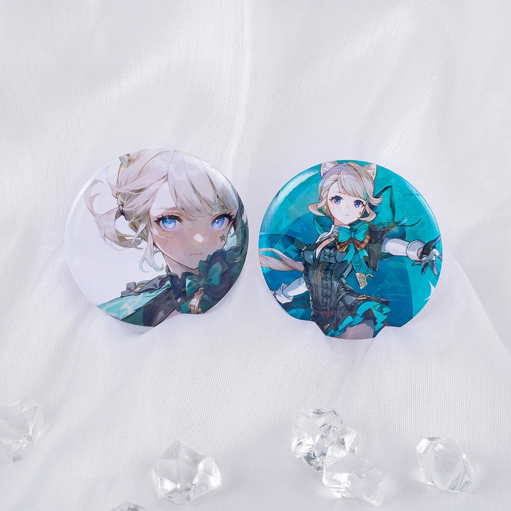 2024 Anime Genshin Impact Lynette Character Series Laser Baji Tinplate Badge Brooch Button Goods Game Cartoon Gift