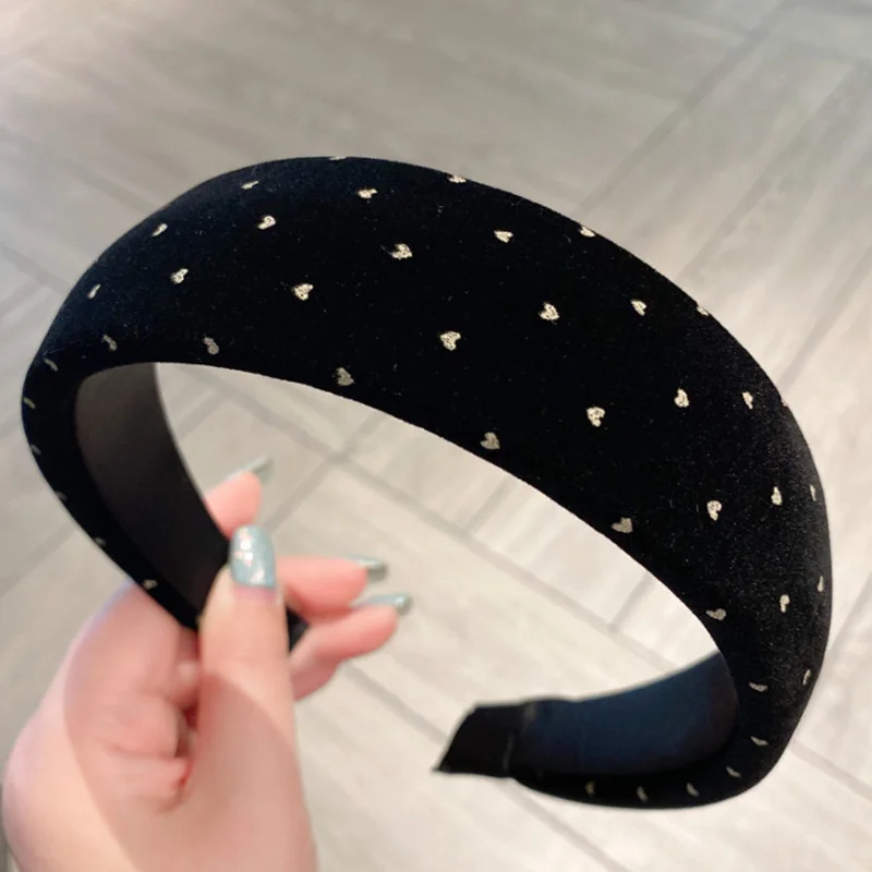 Korean Suede Velvet Headband Vintage Autumn Winter Love Print Hair Hoop Pressure Hair Hairbands Hairpin Women Hair Accessories