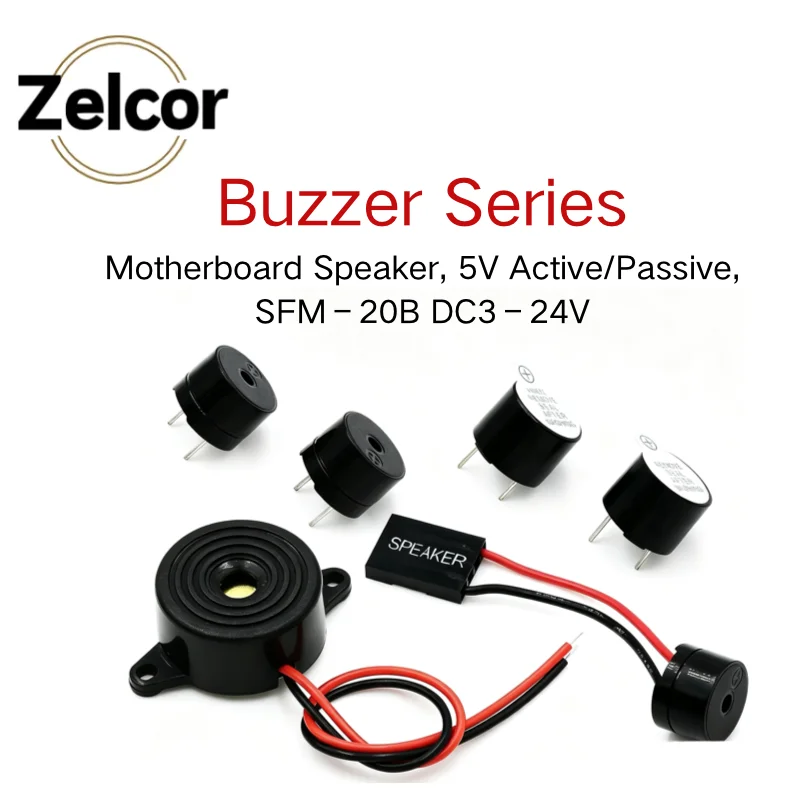 10PCS Active Buzzer 5V Active Piezo Buzzers Motherboard Buzzer Passive Buzzer SFM-20B DC3-24V Continuous Sound Buzzer