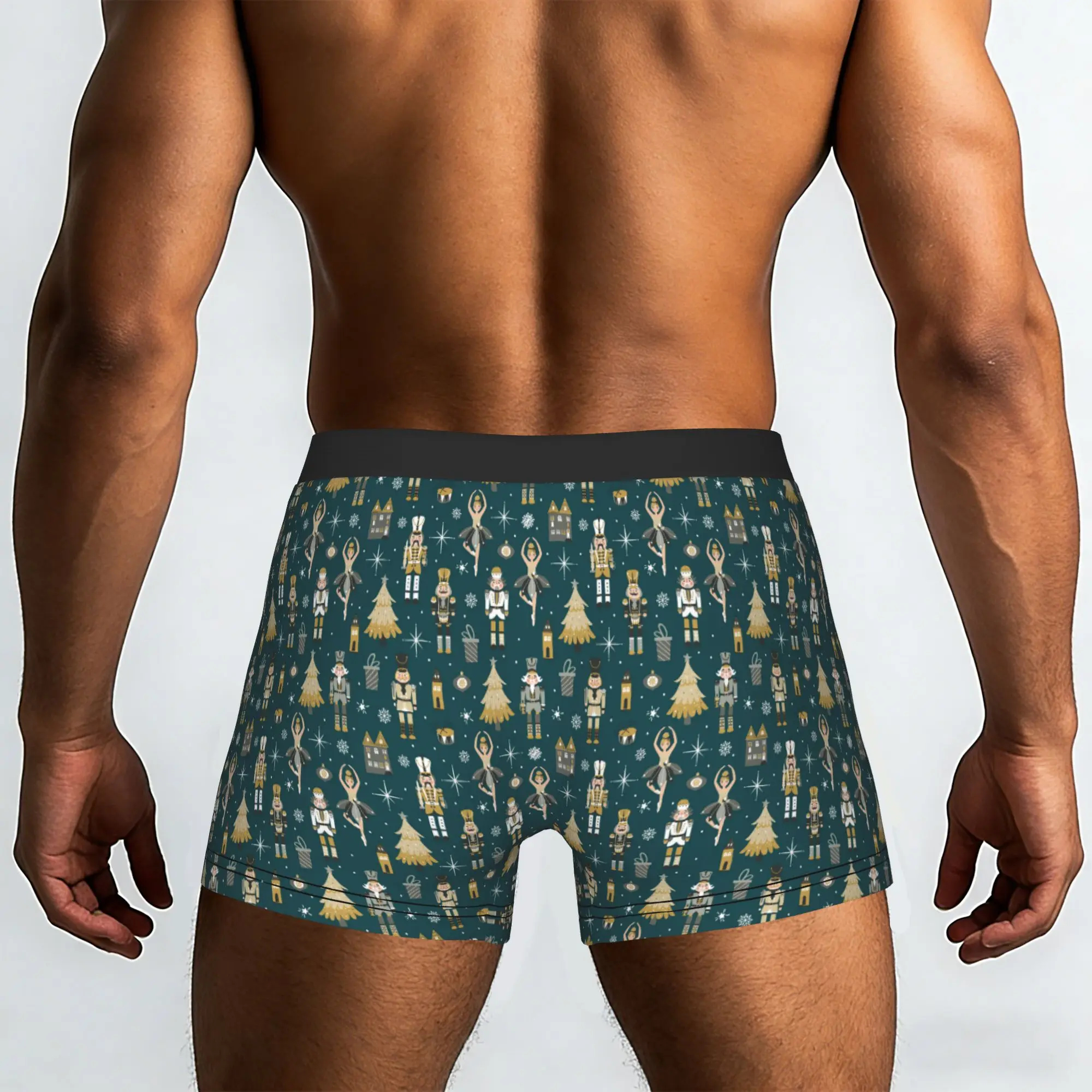 Custom Holiday Christmas Nutcracker Sweets Pattern Underwear Men Breathable Boxer Briefs Shorts Panties Soft Underpants For Male