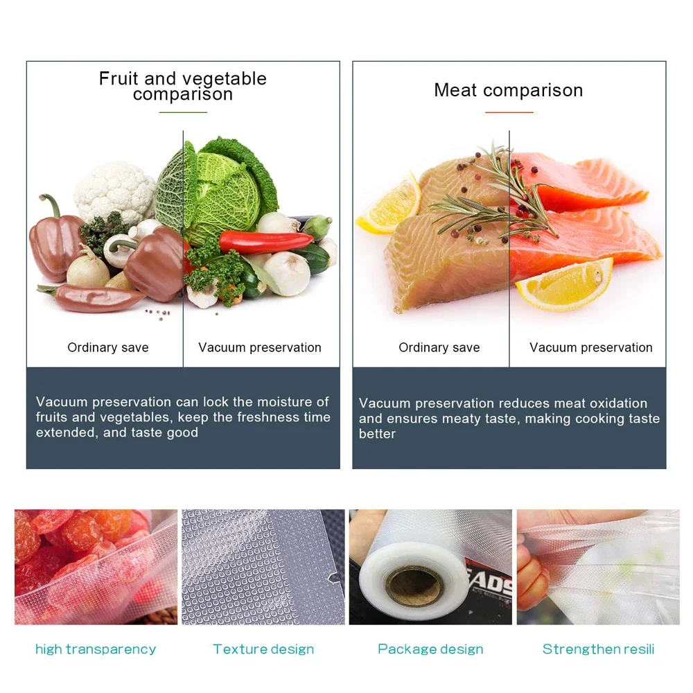 500CM Kitchen Vacuum Sealer Bag Wholesale Food Preservation Bag Vacuum Compression Bag Food Grade Plastic Sealing Bag