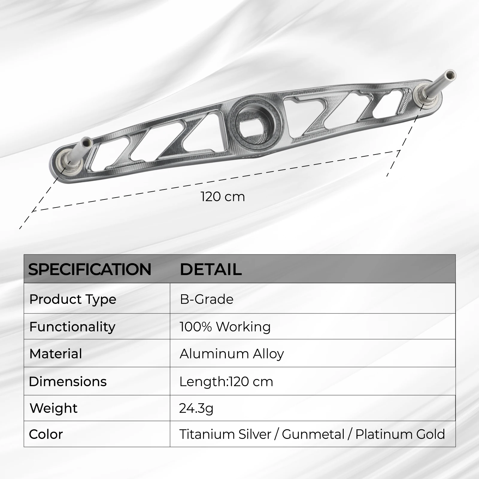 Gomexus 120mm Aluminiumlegierung Doppelarm kompatibel mit Shimano und Daiwa (leichte Mängel) – Detail 4