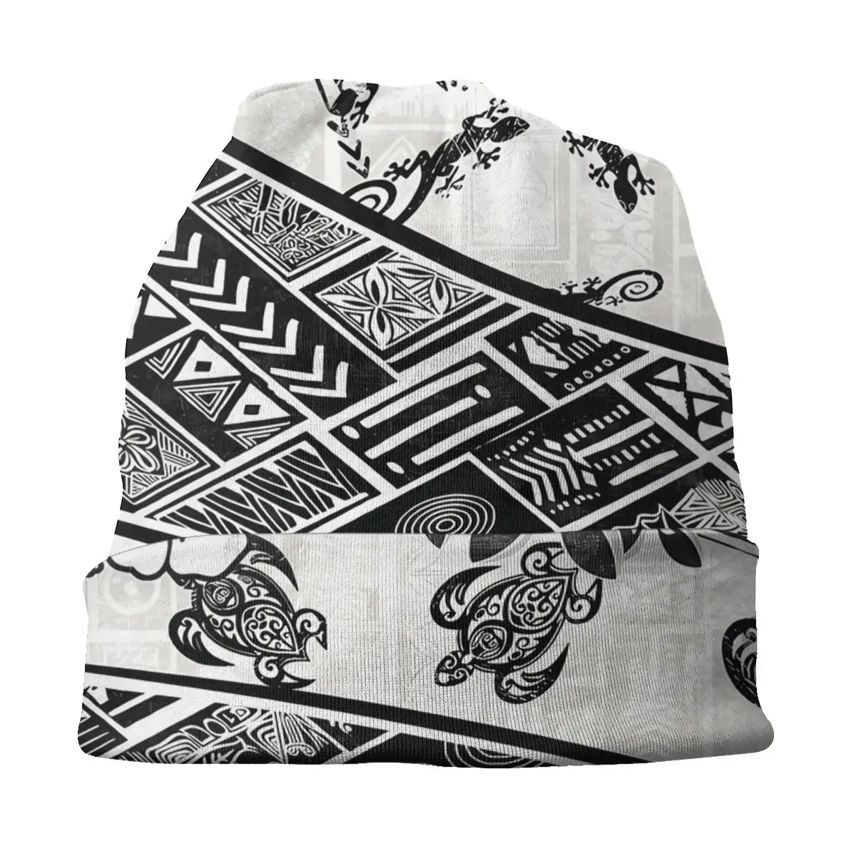 In bianco e nero tribale polinesiano invecchiato sottile cofano Homme Outdoor Samoan Skullies berretti berretti cappelli creativi