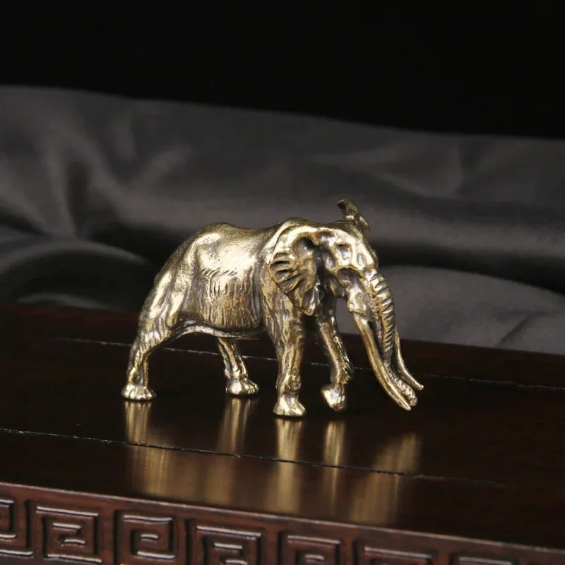 CH Brass Mammoth Desktop Ornament Elephant Bronze Carving Craft Ornament Bronze Ware Home Decor Items
