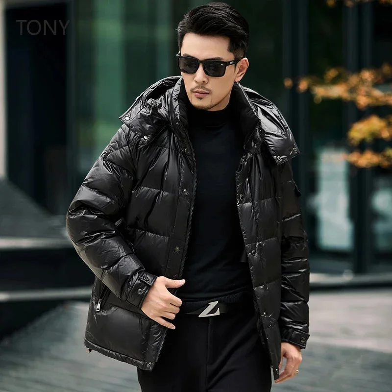 Shiny Hooded Short Down Jacket Duck Padding Designer Clothes Men Lightweight Padded Jackets 2025 Winter Man Coats