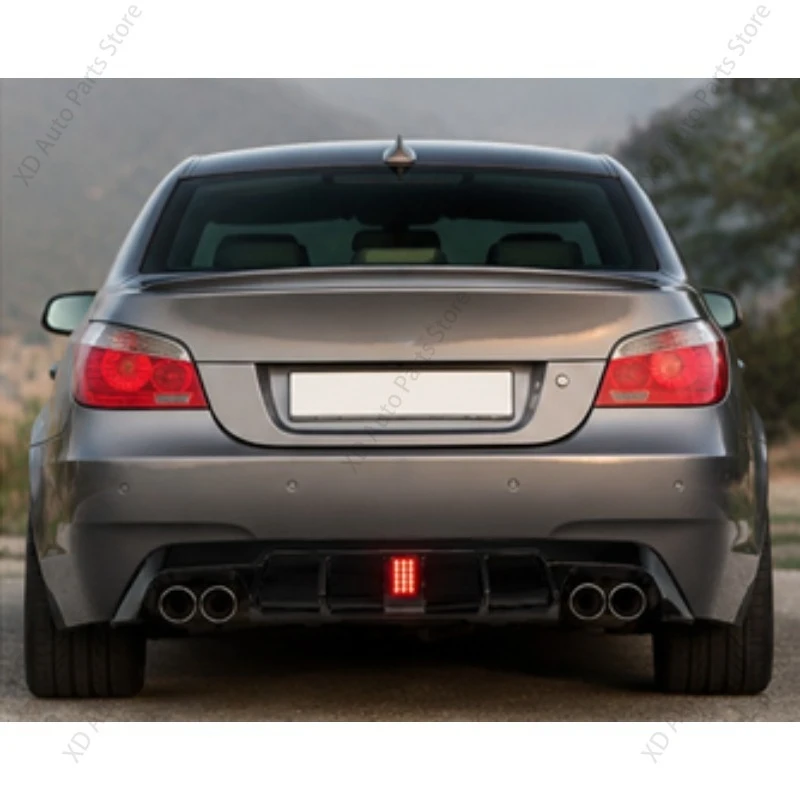 Gloss Black Quad Exhaust Rear Diffuser For BMW 5 Series E60 E61 2004-2010 For M Sport MP Style Lower With LED Light Bumper Lip - view 3