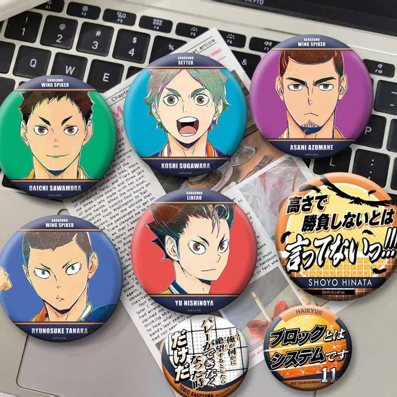 Cartoon Kei Tsukishima Shoyo Tooru Kenma Enamel Pins Handmade Round Brooch Cosplay Jewelry Badge Backpacks Hat Jewelry Ornaments