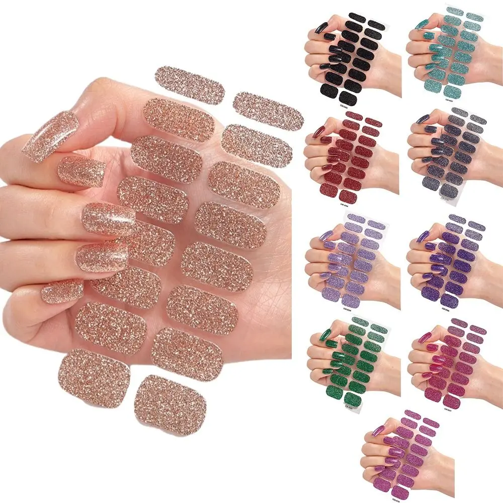 

8Sheets Waterproof Strips Gel Nail Stickers Glittering Simple Gel Full Nail Wraps Sequins Nail Art Stickers DIY NAil Art Making