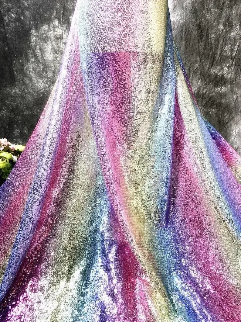 Exquisite purple gradient sequins fabric colorful sequin Fabric For Baby Tutu Dress, Gowns, Wedding Veil, party dress 1 yards