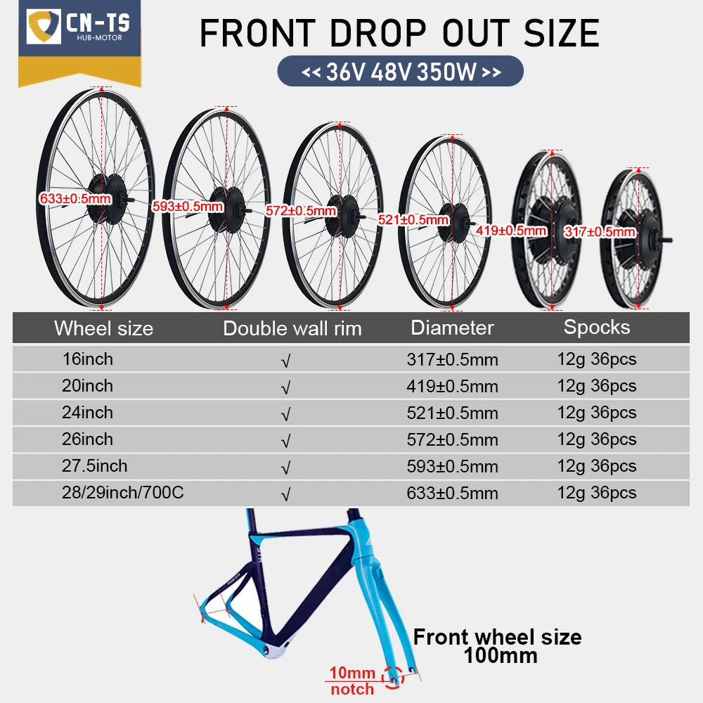 Electric Bike Conversion Kit 36V48V 350W EBike Brushless Front Hub Motor Wheel For Ebike Conversion Kit bicicleta electrica