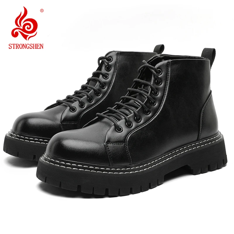 

Men's Motocross Boots Outdoor Thick Bottom High Top Casual Shoes Stylish Ankle Boots Male All-match Non Slip Basic Boots