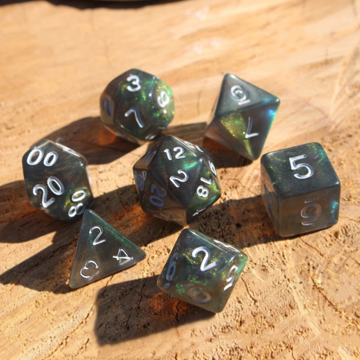 7Pcs/Set Auroral Starry Sky Dice for DND Dungeons and Dragons Table Games D&D RPG Tabletop Roleplaying